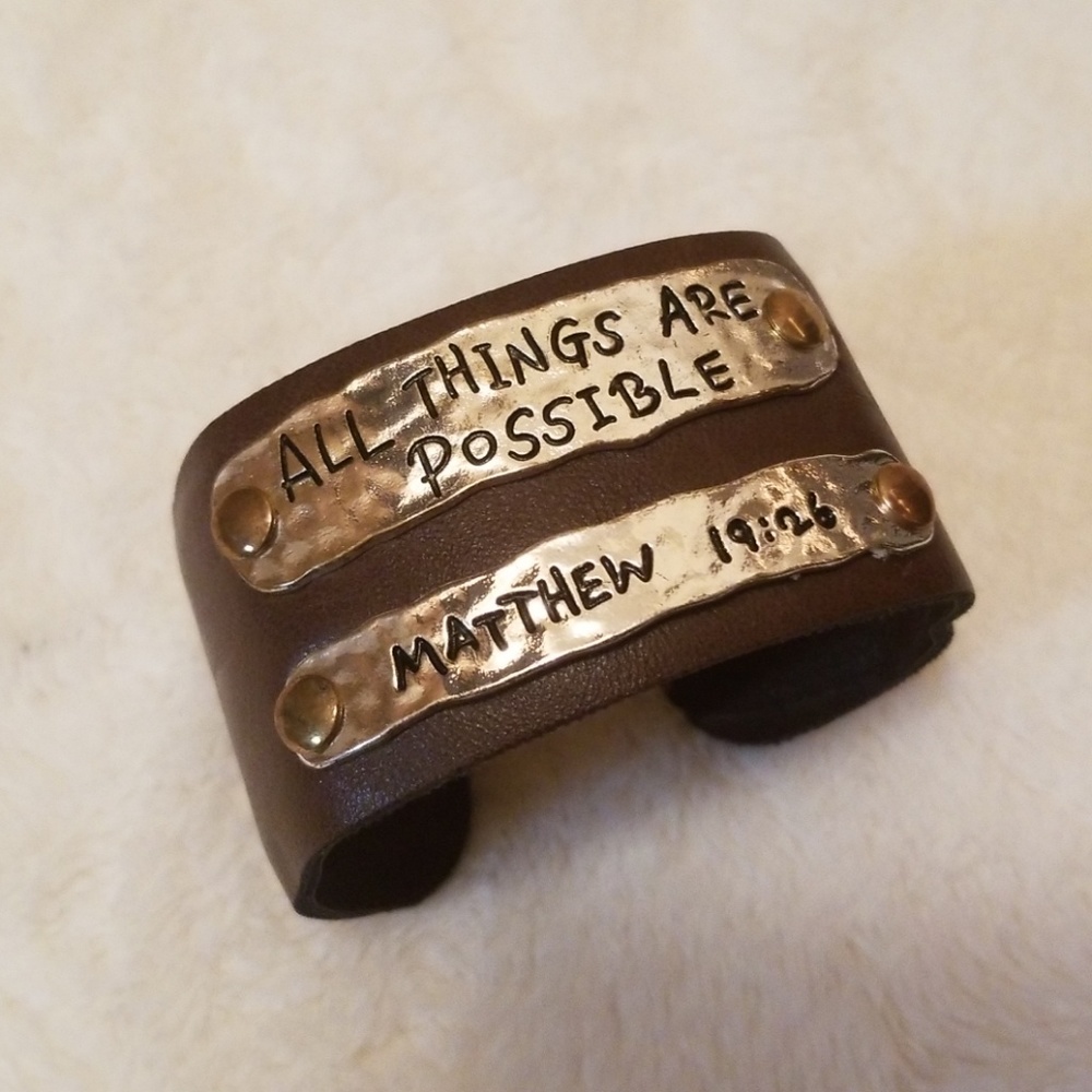 Leather Bible verse bracelet
